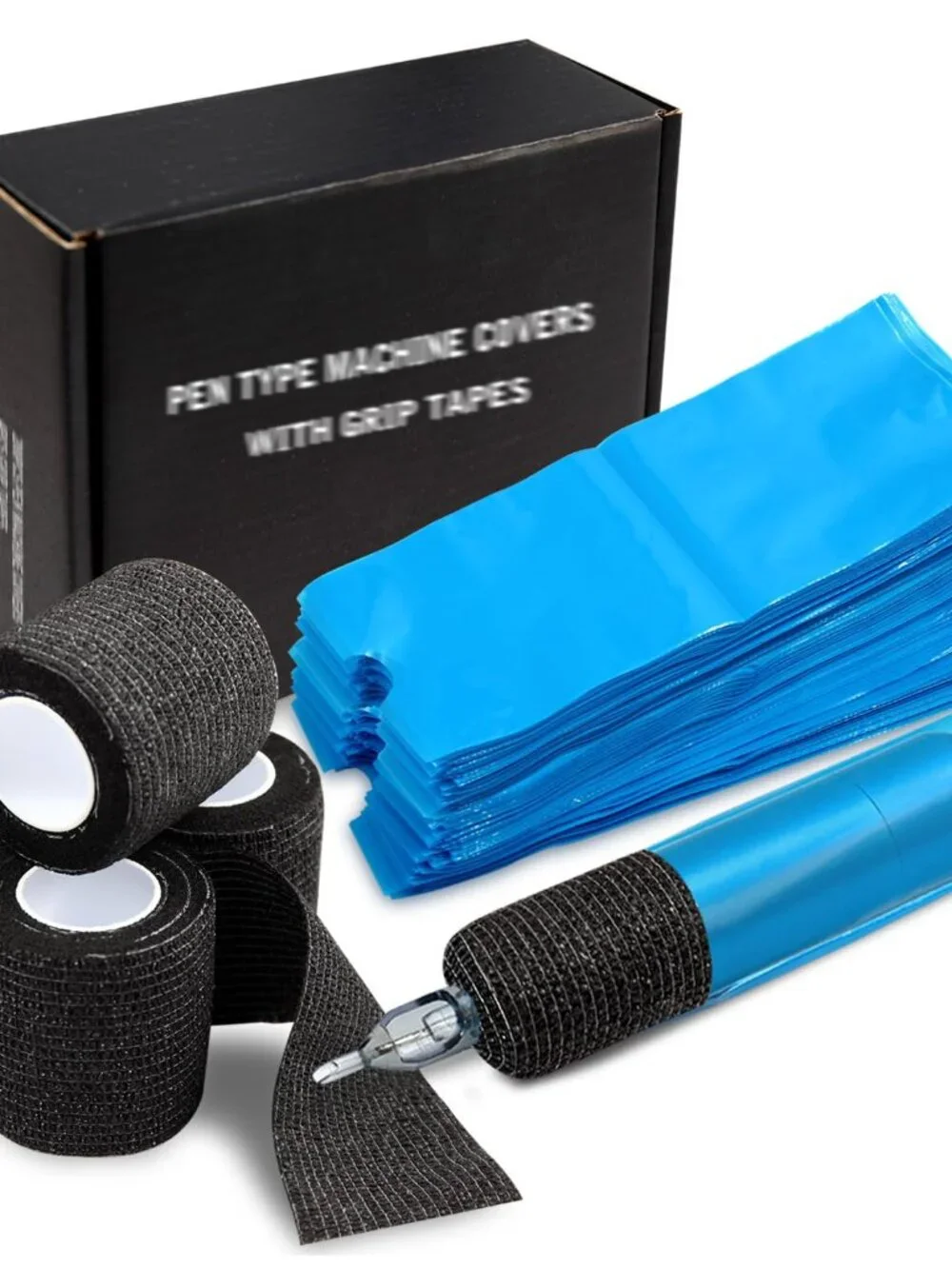Pen Machine Covers and Grip Tapes 200pcs Tattoo Machine Covers with 4pcs Grip Wr